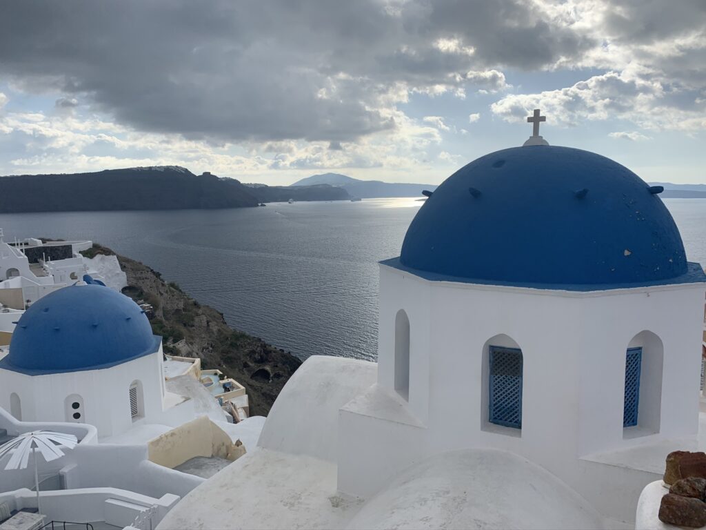 The Iconic Two Blue Domes of Santorini